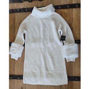 Sacks 5th Avenue Faux Fur-cuff Mini Sweater Dress sz Small New